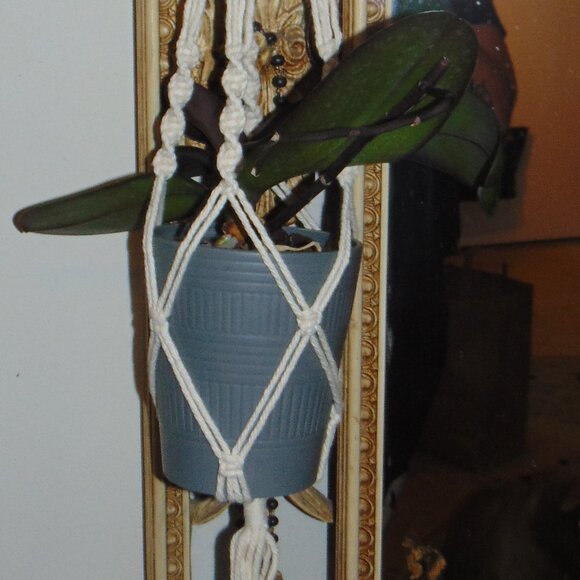 Handmade Crochet Macrame Rope Bohemian Basket Hanging Planter Flower Pot Holder - Picture 2 of 5